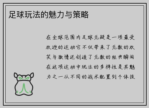 足球玩法的魅力与策略
